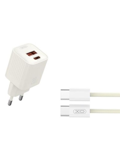 CARGADOR USB 20W 1X USB-A Y 1X USB-C CON CABLE TIPO C L147 XO