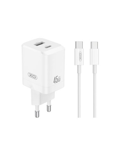 CARGADOR USB+USB-C 45W CON CABLE TIPO-C BLANCO XO
