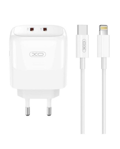 CARGADOR 2XTIPO C 35W CARGA RAPIDA XOL140 + CABLE LIGTHNING XO