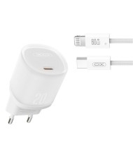 CARGADOR RAPIDO USB-C 20W CON CABLE LIGHHTNING L143 BLANCO XO