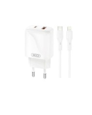 CARGADOR USB+USB-C 20W L158 CON CABLE LIGHTNING BLANCO XO