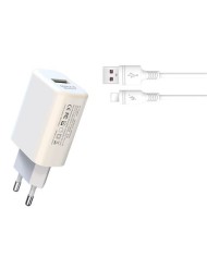 PACK CARGADOR CORRIENTE L85D 18W + CABLE LIGHTNING BLANCO XO