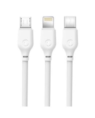 CABLE NB103 CARGA RAPIDA 3 EN 1 | MICRO + TIPO C + LIGHTNING A USB | BLANCO