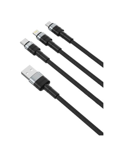 CABLE NBQ191 CARGA RAPIDA 40W 3 EN 1 | MICRO + TIPO C + LIGHTNING A USB XO