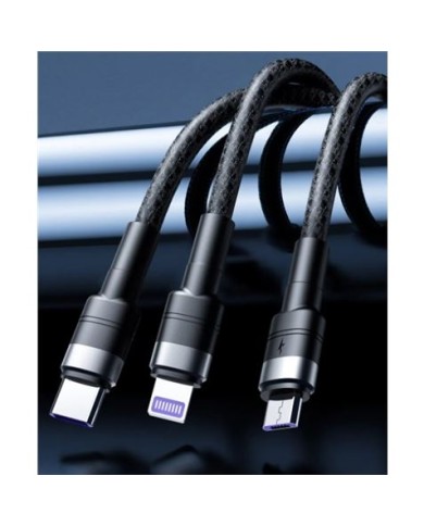 CABLE NBQ191 CARGA RAPIDA 40W 3 EN 1 | MICRO + TIPO C + LIGHTNING A USB XO