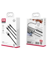 CABLE NBQ191 CARGA RAPIDA 40W 3 EN 1 | MICRO + TIPO C + LIGHTNING A USB XO