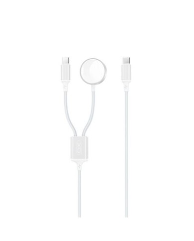 CABLE 2 EN 1 60W TIPO C + CABLE CARGA MAGNETICA APPLE WATCH BLANCO XO