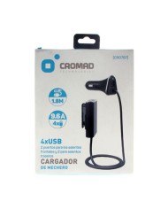 CARGADOR DE MECHERO 9.6A 4 X USB NEGRO CROMAD