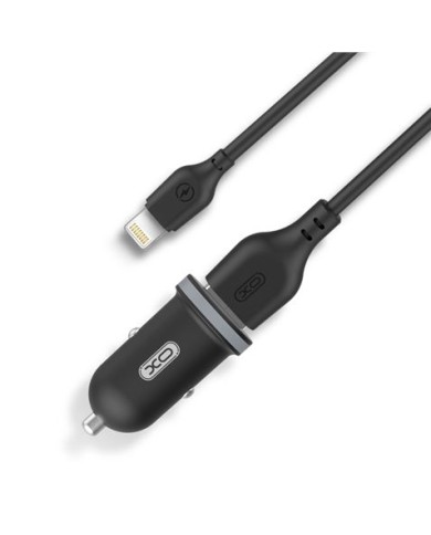 PACK CARGADOR MECHERO TZ08 2.1A + CABLE TIPO LIGHTNING NEGRO XO