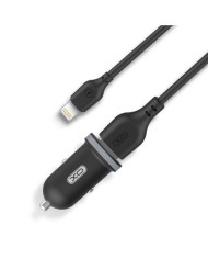 PACK CARGADOR MECHERO TZ08 2.1A + CABLE TIPO LIGHTNING NEGRO XO
