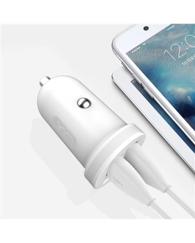 PACK CARGADOR MECHERO TZ08 2.1A + CABLE TIPO MICRO USB BLANCO XO