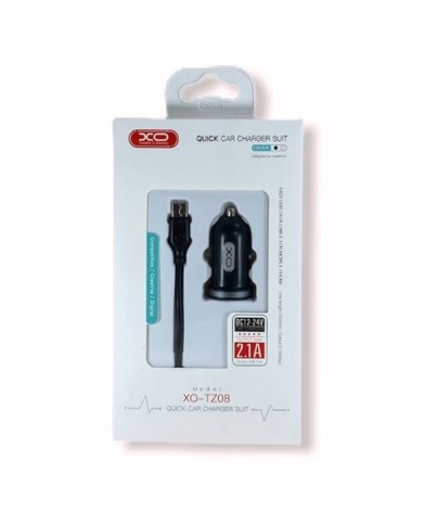 PACK CARGADOR MECHERO TZ08 2.1A + CABLE TIPO MICRO USB NEGRO XO