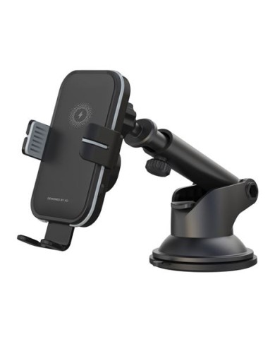 SOPORTE COCHE AUTO CIERRE + BASE DE CARGA INALAMBRICA 15W WX027 XO