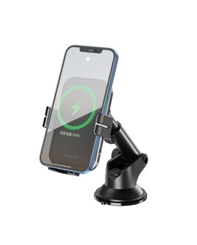 SOPORTE COCHE AUTO CIERRE + BASE DE CARGA INALAMBRICA 15W WX027 XO