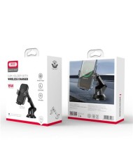 SOPORTE COCHE AUTO CIERRE + BASE DE CARGA INALAMBRICA 15W WX027 XO