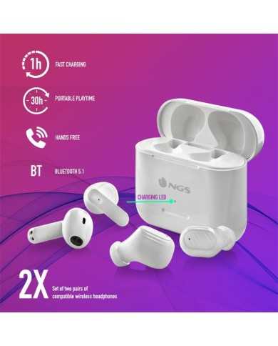 AURICULARES NGS ARTICA DUO EARPHONES BLUETOOTH WIRELESS WHITE ( PACK 2UD )