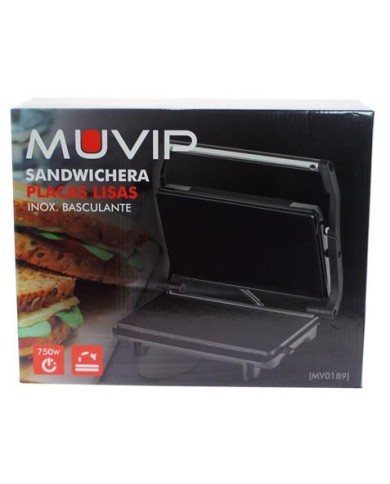 SANDWICHERA INOX PLACA LISA 750W MUVIP