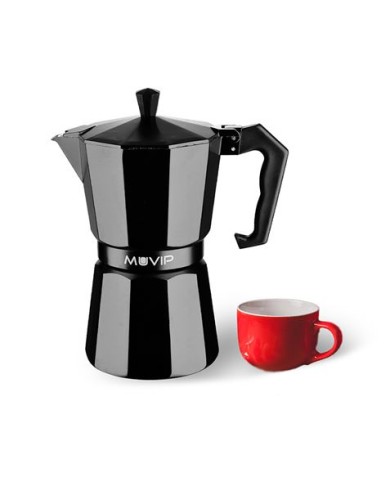 CAFETERA 1 TAZA ALUMINIO NEGRO MATE ANTIADHERENTE MUVIP