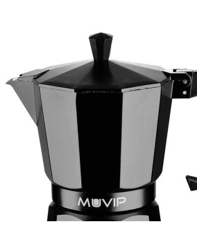 CAFETERA 3 TAZAS ALUMINIO NEGRO MATE ANTIADHERENTE MUVIP