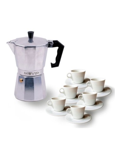 CAFETERA 6 TAZAS ALUMINIO ANTIADHERENTE MUVIP