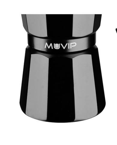 CAFETERA 6 TAZAS ALUMINIO NEGRO MATE ANTIADHERENTE MUVIP