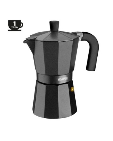 CAFETERA ALUMINIO 1 TAZA VITRO NOIR NEGRO MONIX
