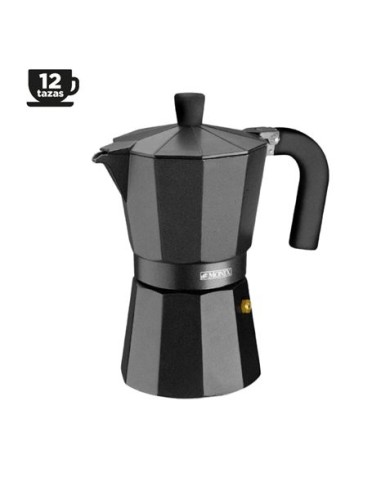 CAFETERA ALUMINIO 12 TAZAS VITRO NOIR NEGRO MONIX