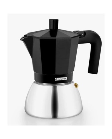 CAFETERA ITALIANA 6 TAZAS INDUCCION INOX NEGRA MONIX