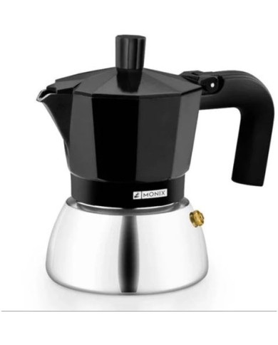CAFETERA ITALIANA 9 TAZAS INDUCCION INOX NEGRA MONIX