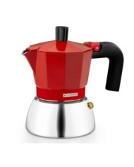 CAFETERA ITALIANA 9 TAZAS INDUCCION INOX ROJA MONIX
