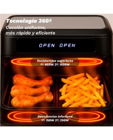 FREIDORA DE AIRE 10 LITROS 2800W CUBETOS FLEXIBLES GRUNKEL