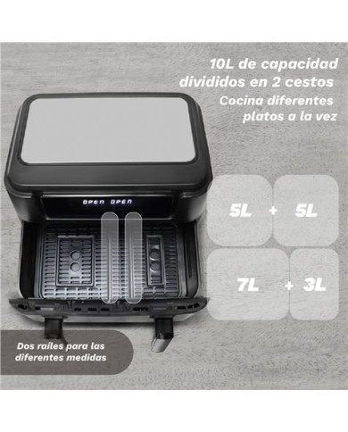 FREIDORA DE AIRE 10 LITROS 2800W CUBETOS FLEXIBLES GRUNKEL