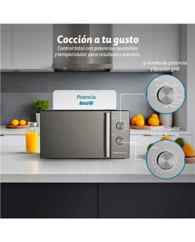 MICROONDAS CON GRILL 20 LITROS 800W CON ESPEJO GRUNKEL