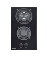 PLACA A GAS PARA ENCASTRAR 2 FUEGOS CRISTAL NEGRO MUVIP