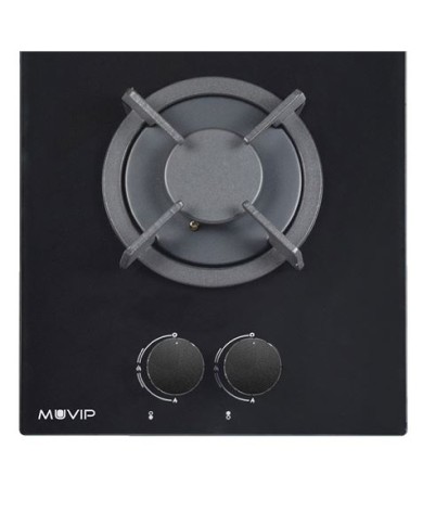 PLACA A GAS PARA ENCASTRAR 2 FUEGOS CRISTAL NEGRO MUVIP