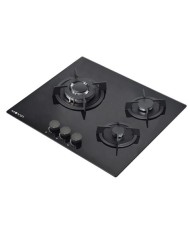 PLACA A GAS PARA ENCASTRAR 3 FUEGOS CRISTAL NEGRO MUVIP