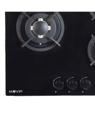 PLACA A GAS PARA ENCASTRAR 3 FUEGOS CRISTAL NEGRO MUVIP