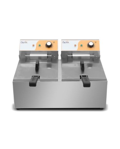 FREIDORA ELÉCTRICA PROFESIONAL 11+11 LITROS 2X3000W CHEF PRO