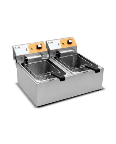 FREIDORA ELÉCTRICA PROFESIONAL 11+11 LITROS 2X3000W CHEF PRO