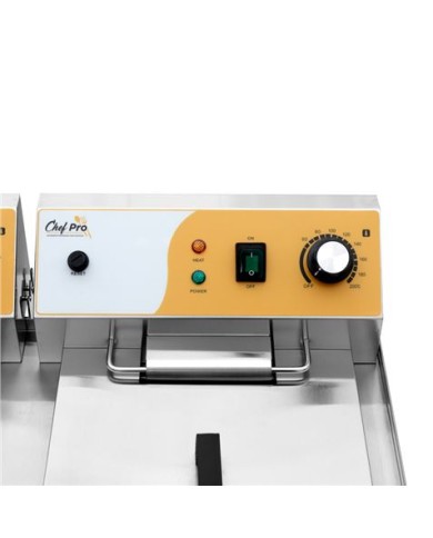 FREIDORA ELÉCTRICA PROFESIONAL 16+16 LITROS 2X3000W CHEF PRO