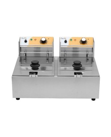 FREIDORA ELÉCTRICA PROFESIONAL DOBLE 9+9 LITROS 2X2500W CHEF PRO