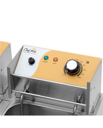 FREIDORA ELÉCTRICA PROFESIONAL DOBLE 9+9 LITROS 2X2500W CHEF PRO