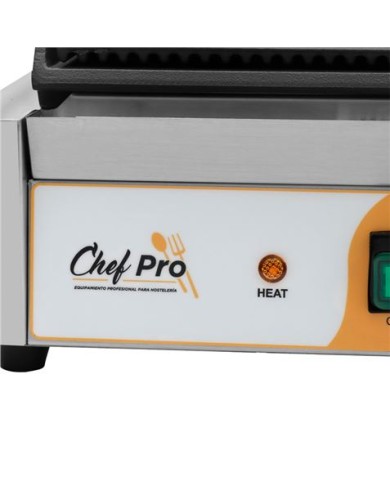 SANDWICHERA INDUSTRIAL SUPERFICIE MIXTA (RAYADA + LISA) 2200W CHEF PRO