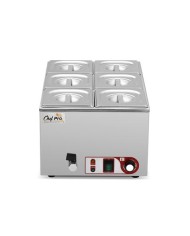 BAÑO MARIA INDUSTRIAL 6 CUBETAS 1200W CHEF PRO