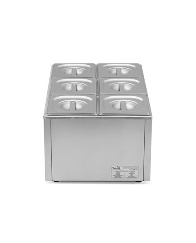 BAÑO MARIA INDUSTRIAL 6 CUBETAS 1200W CHEF PRO