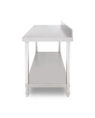 MESA DE TRABAJO ACERO INOXIDABLE 120X70X85CM CON RESPALDO CHEF PRO