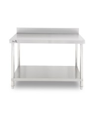 MESA DE TRABAJO ACERO INOXIDABLE 140X70X85CM CON RESPALDO CHEF PRO