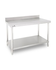 MESA DE TRABAJO ACERO INOXIDABLE 180X70X85CM CON RESPALDO CHEF PRO