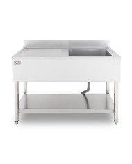 FREGADERO INDUSTRIAL 140X70X85CM CUBETA DERECHA Y ESTANTE CHEF PRO