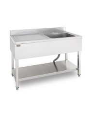 FREGADERO INDUSTRIAL 140X70X85CM CUBETA DERECHA Y ESTANTE CHEF PRO